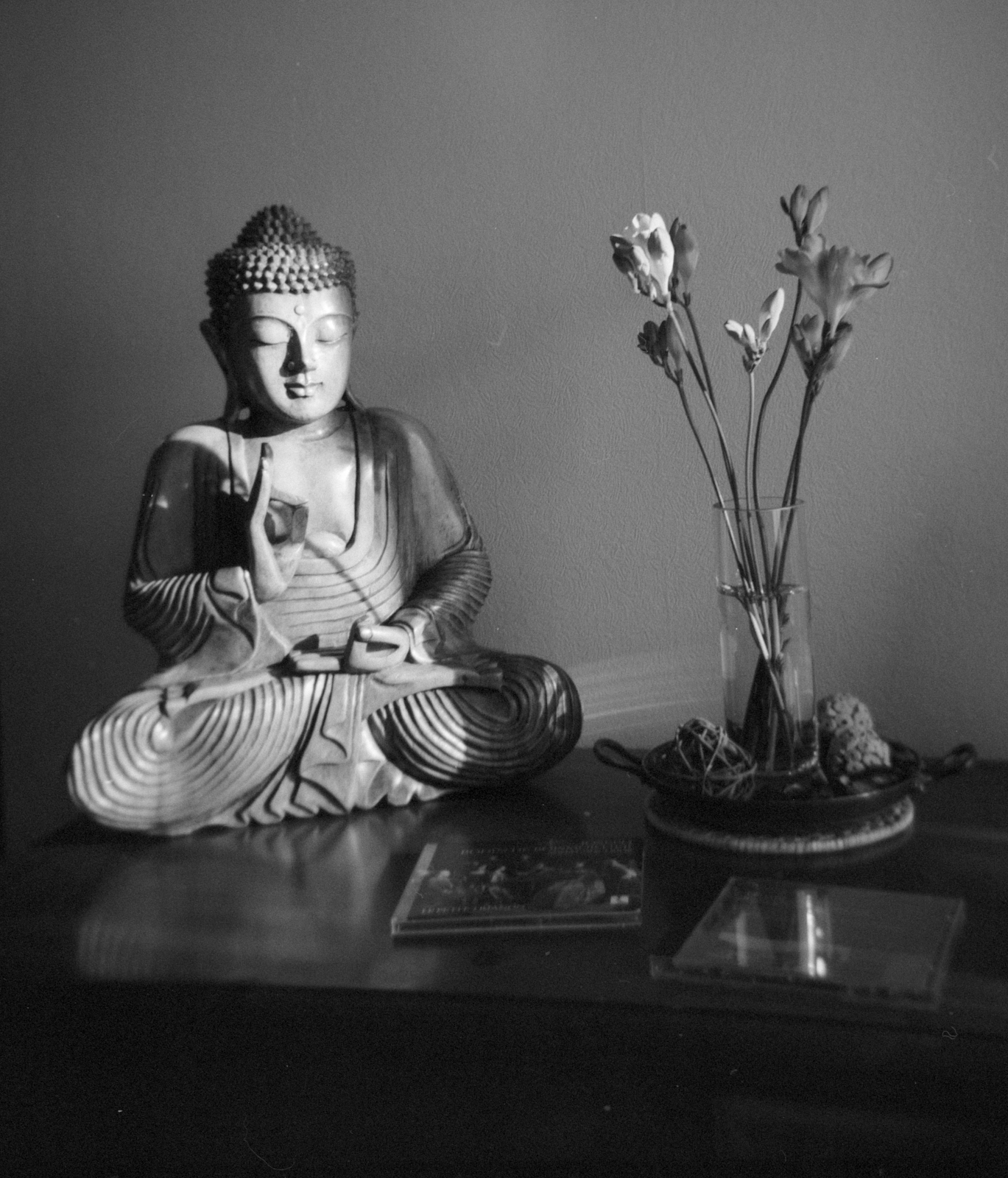 Buddha and Freesias